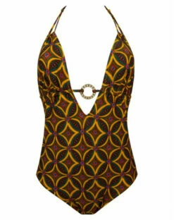 Maillot De Bain Une Pièce Tour De Cou Antigel La Muse Africa (Jaune Africa) -MARIE JO Ventes maillot de bain une piece tour de cou antigel la muse africa jaune africa 1