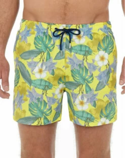 Short De Bain HOM Tropicana (Imprimé Jaune)